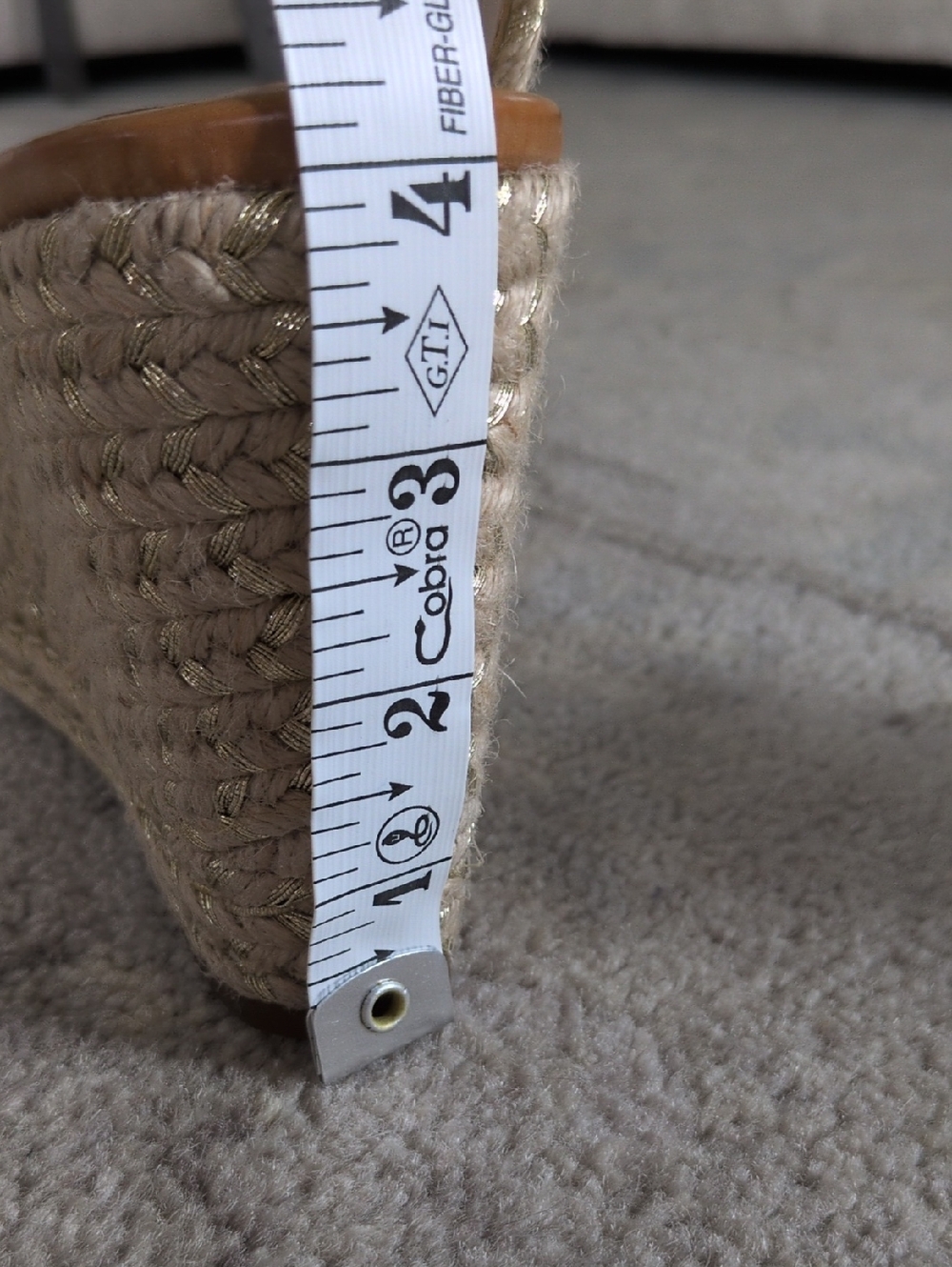 Women's Espadrille Gold Woven Wedge Sandals - Picture 7 of 10